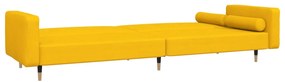 Sofá-cama 2 lugares com duas almofadas veludo amarelo