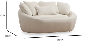 **** Sofá 2 Lugares Midye – Creme – 155x120x67 cm

**