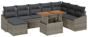 Conjunto de sofá de jardim de 9 peças com almofadas da em rattan sinté