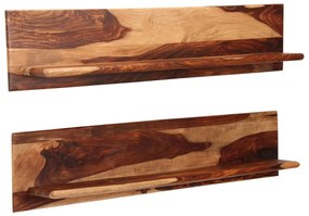 Prateleiras de parede 2 pcs 118x26x20cm madeira acácia maciça