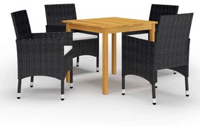 vidaXL 5 pcs conjunto de jantar para jardim preto