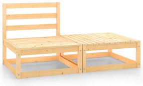 2 pcs conjunto lounge de jardim pinho maciço