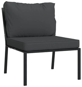 11 pcs conjunto lounge de jardim aço c/ almofadões cinzentos