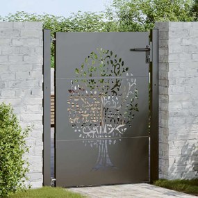 Portão de Jardim Preto 105 x 150 cm Aço com Revestimento em Pó