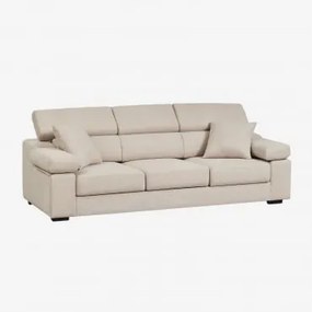Sofá De 3 Lugares Estofado Aramis Tecido Beige - Sklum