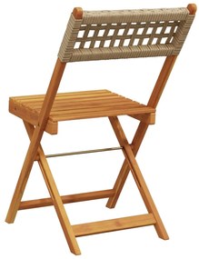 Cadeiras de jardim dobráveis 8 pcs vime PE/madeira maciça bege
