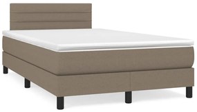 Cama boxspring c/ colchão 120x190cm tecido castanho-acinzentado