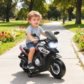 Moto elétrica para crianças de 6 V, para crianças 18 a 36 meses com rodas motrizes, música, efeitos luminosos, preto