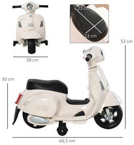 HOMCOM Mota Elétrica Vespa para Crianças de 18-36 Meses com Farol Buzi