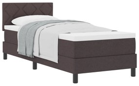 Cama Box Spring com Colchão Marrom Escuro 80x200 cm Tecido