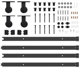 Kit de ferragens para porta deslizante 152,5 cm aço preto