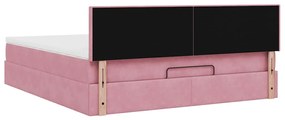Estrutura de cama otomana com colchão 160x200 cm veludo rosa