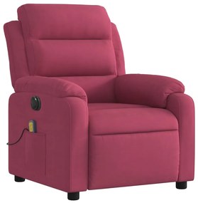 Poltrona de massagens reclinável elétrica veludo vermelho tinto