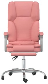 Cadeira escritório massagens reclinável couro artificial rosa