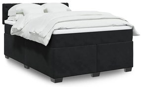 vidaXL Cama com molas/colchão 160x200 cm veludo preto