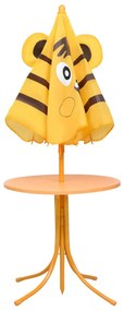 3 pcs conjunto bistrô de jardim infantil c/ guarda-sol amarelo