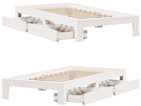 Cama sem colchão 75x190 cm madeira de pinho maciça branco