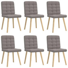 Cadeiras de jantar 6 pcs tecido cinzento-acastanhado