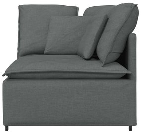 Módulo de sofá canto com almofadas 100 cm cinzento-escuro