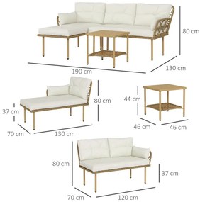 Conjunto Louge de 3 Peças com Sofá de Jardim e Mesa de Centro com Almo