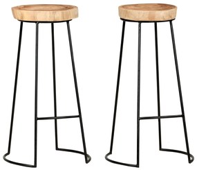 vidaXL Bancos de bar 2 pcs madeira de acácia maciça
