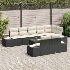 Conjunto de Sofá de Jardim de 8 Peças com Almofadas de Vime PE na Cor