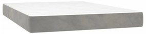 Cama box spring c/ colchão/LED 140x190 cm veludo cinzento