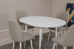 Conjunto de Mesa de Jantar Extensível e Cadeiras Vina – Branco e Creme
