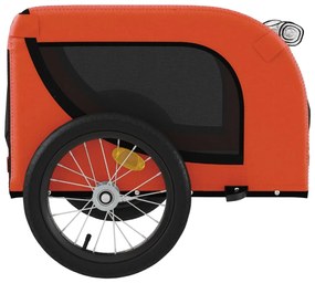 Reboque bicicleta p/ animais tecido oxford/ferro laranja/preto