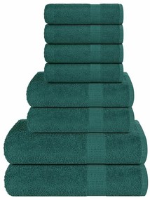 vidaXL 8pcs Conjunto toalhas banho 360 gsm 100% algodão verde