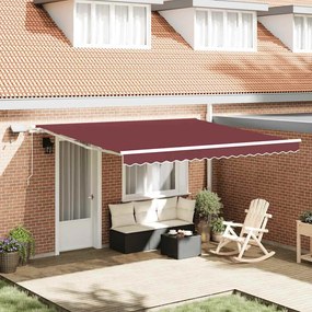 vidaXL Toldo retrátil manual com luz LED 400x300 cm bordô