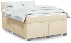 vidaXL Cama com molas/colchão 140x190 cm tecido cor creme