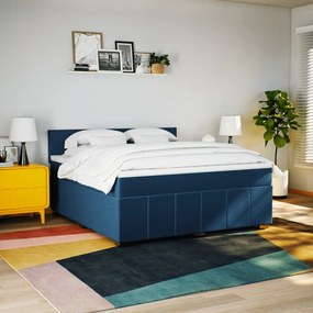 Cama com molas/colchão 180x200 cm tecido azul