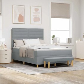 vidaXL Cama Box Spring com Colchão e Banco Cinza Claro 140x190 cm Tecido