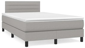 vidaXL Cama box spring c/ colchão e LED 120x190 cm tecido cinza-claro