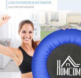 Trampolim Fitness Ø81cm Trampolim de Aço com Borda Protetora e 28 Molas para Exercícios em Interior E Exterior Carga 100kg 81x81x22,5cm Preto e Azul