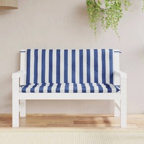 vidaXL Almofadões p/ banco jardim 2 pcs 120x50x7 cm tecido azul/branco