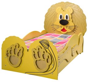 Cama para criança Animais Leão Grande 205 x 97 x 120 cm, Oferta colchão e Estrado, confortável, capacidade de 100 kg Amarelo