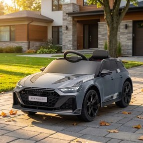 Carro elétrico para Crianças 12V 4x4 Audi RS6 Avant GT Rodas de espuma EVA, Assento Couro ecológico Cinzento