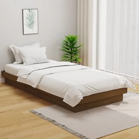 vidaXL Estrutura de cama 90x200 cm madeira maciça castanho mel