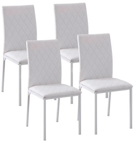 Conjunto de 4 Cadeiras de Sala de Jantar Estofadas com Pés de Metal Cadeiras Modernas para Cozinha Carga Máxima 41x50x91cm Branco