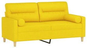 Sofá 2 lug. + almofadas decorativas 140 cm tecido amarelo-claro