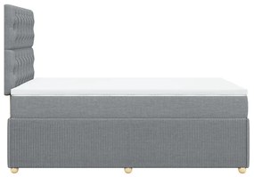 Cama boxspring com colchão 120x190 cm tecido cinzento-claro