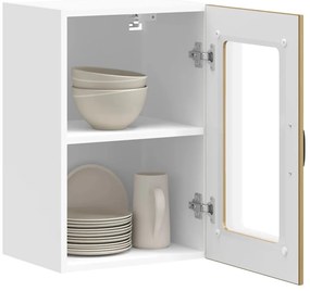 Armário de parede cozinha porta vidro Lucca carvalho artesanal