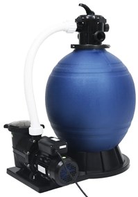 vidaXL Filtro de areia válvula 7 posições e bomba 1000 W azul e preto