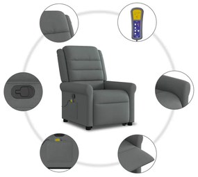 Poltrona elevatória de massagens tecido cinzento-escuro