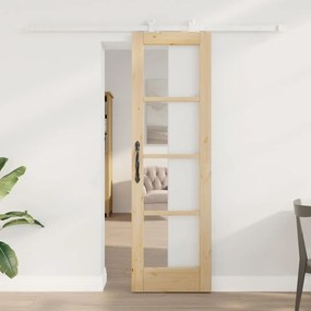 Porta Deslizante vidaXL com Conjunto de Ferragem 'ORKDAL'Madeira Sólida & Vidro