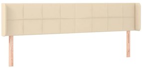 Cabeceira de cama c/ luzes LED tecido 163x16x78/88 cm cor creme