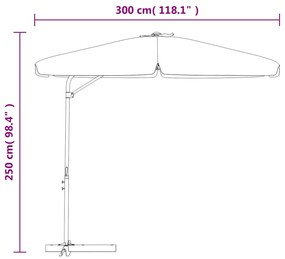 Guarda-sol de jardim c/ poste de aço 300cm cinzento-acastanhado