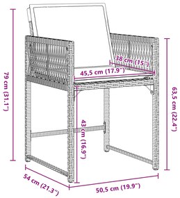 Conjunto de Jantar de Jardim com Almofadas Bege Rattan Sintético